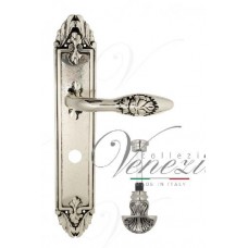 Ручка дверная на планке с фиксатором Venezia Casanova WC-4 PL90 натуральное серебро + черный