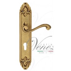 Ручка дверная на планке под цилиндр Venezia Vivaldi CYL PL90 французское золото + коричневый