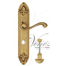Ручка дверная на планке с фиксатором Venezia Vivaldi WC-2 PL90 французское золото + коричневый