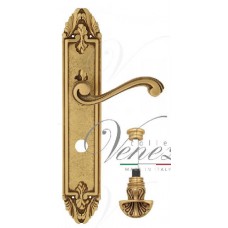 Ручка дверная на планке с фиксатором Venezia Vivaldi WC-4 PL90 французское золото + коричневый