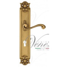 Ручка дверная на планке под цилиндр Venezia Vivaldi CYL PL97 французское золото + коричневый