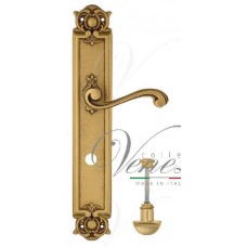 Ручка дверная на планке с фиксатором Venezia Vivaldi WC-2 PL97 французское золото + коричневый