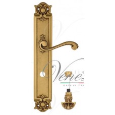 Ручка дверная на планке с фиксатором Venezia Vivaldi WC-4 PL97 французское золото + коричневый
