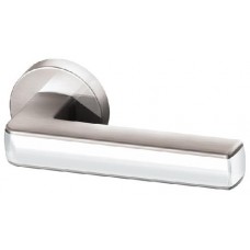 Ручка дверная на круглой розетке Armadillo Cube Urb3 Sn/White-19 Никель матовый/Белый
