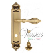 Ручка дверная на планке с фиксатором Venezia Anafesto WC-4 PL96 французское золото + коричневый
