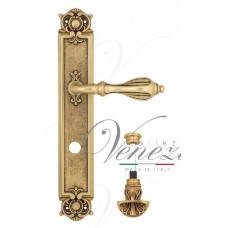 Ручка дверная на планке с фиксатором Venezia Anafesto WC-4 PL97 французское золото + коричневый