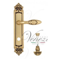 Ручка дверная на планке с фиксатором Venezia Casanova WC-4 PL96 французское золото + коричневый