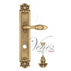 Ручка дверная на планке с фиксатором Venezia Casanova WC-4 PL97 французское золото + коричневый