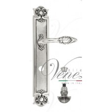 Ручка дверная на планке с фиксатором Venezia Casanova WC-4 PL97 натуральное серебро + черный