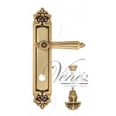 Ручка дверная на планке с фиксатором Venezia Castello WC-4 PL96 французское золото + коричневый