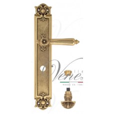 Ручка дверная на планке с фиксатором Venezia Castello WC-4 PL97 французское золото + коричневый