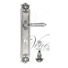Ручка дверная на планке с фиксатором Venezia Castello WC-4 PL97 натуральное серебро + черный