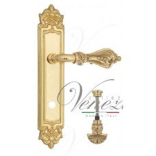 Ручка дверная на планке с фиксатором Venezia Florence WC-4 PL96 полированная латунь
