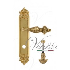 Ручка дверная на планке с фиксатором Venezia Lucrecia WC-4 PL96 полированная латунь