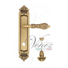 Ручка дверная на планке с фиксатором Venezia Monte Cristo WC-4 PL96 французское золото + коричневый