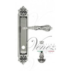 Ручка дверная на планке с фиксатором Venezia Monte Cristo WC-4 PL96 натуральное серебро + черный