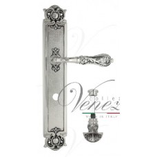 Ручка дверная на планке с фиксатором Venezia Monte Cristo WC-4 PL97 натуральное серебро + черный