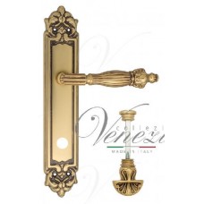 Ручка дверная на планке с фиксатором Venezia Olimpo WC-4 PL96 французское золото + коричневый