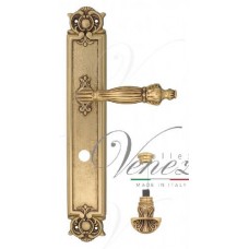 Ручка дверная на планке с фиксатором Venezia Olimpo WC-4 PL97 французское золото + коричневый