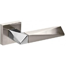 Ручка дверная на квадратной розетке Fuaro Diamond Dm Sn/Cp-3 Никель матовый/Хром