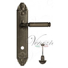 Ручка дверная на планке с фиксатором Venezia Mosca WC-2 PL90 античное серебро