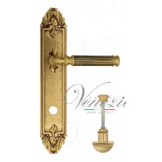 Ручка дверная на планке с фиксатором Venezia Mosca WC-2 PL90 французское золото + коричневый