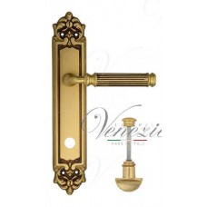 Ручка дверная на планке с фиксатором Venezia Mosca WC-2 PL96 французское золото + коричневый
