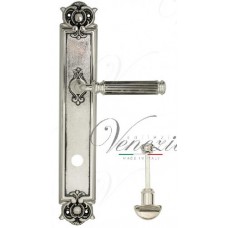 Ручка дверная на планке с фиксатором Venezia Mosca WC-2 PL97 натуральное серебро + черный