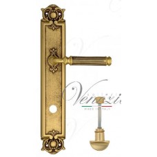 Ручка дверная на планке с фиксатором Venezia Mosca WC-2 PL97 французское золото + коричневый