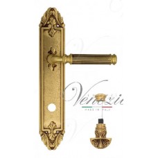 Ручка дверная на планке с фиксатором Venezia Mosca WC-4 PL90 французское золото + коричневый