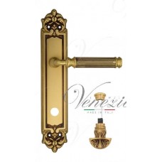 Ручка дверная на планке с фиксатором Venezia Mosca WC-4 PL96 французское золото + коричневый