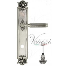 Ручка дверная на планке с фиксатором Venezia Mosca WC-4 PL97 натуральное серебро + черный