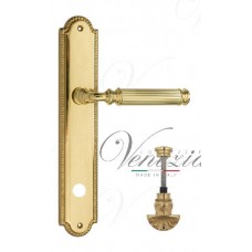 Ручка дверная на планке с фиксатором Venezia Mosca WC-4 PL98 полированная латунь