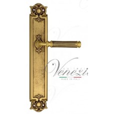 Ручка дверная на планке проходная Venezia Mosca PL97 французское золото + коричневый