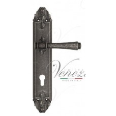 Ручка дверная на планке под цилиндр Venezia Callisto CYL PL90 античное серебро