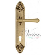 Ручка дверная на планке под цилиндр Venezia Callisto CYL PL90 французское золото + коричневый