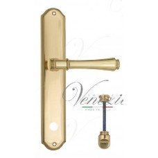 Ручка дверная на планке с фиксатором Venezia Callisto WC-1 PL02 полированная латунь