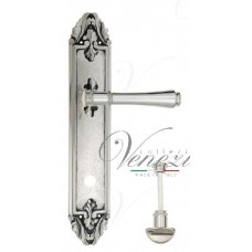 Ручка дверная на планке с фиксатором Venezia Callisto WC-2 PL90 натуральное серебро + черный