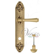 Ручка дверная на планке с фиксатором Venezia Callisto WC-2 PL90 французское золото + коричневый