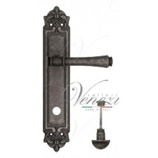 Ручка дверная на планке с фиксатором Venezia Callisto WC-2 PL96 античное серебро