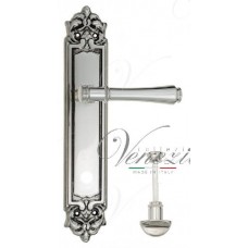 Ручка дверная на планке с фиксатором Venezia Callisto WC-2 PL96 натуральное серебро + черный