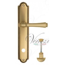 Ручка дверная на планке с фиксатором Venezia Callisto WC-2 PL98 французское золото + коричневый