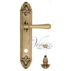 Ручка дверная на планке с фиксатором Venezia Callisto WC-4 PL90 французское золото + коричневый