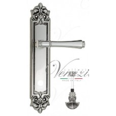 Ручка дверная на планке с фиксатором Venezia Callisto WC-4 PL96 натуральное серебро + черный