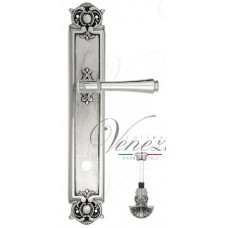Ручка дверная на планке с фиксатором Venezia Callisto WC-4 PL97 натуральное серебро + черный