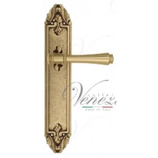 Ручка дверная на планке проходная Venezia Callisto PL90 французское золото + коричневый
