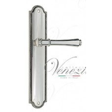 Ручка дверная на планке проходная Venezia Callisto PL98 натуральное серебро + черный