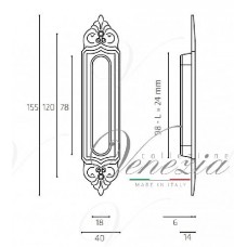 Ручка для раздвижной двери Venezia U122 Decor Серебро античное