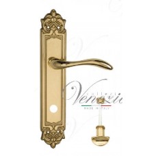 Ручка дверная на планке с фиксатором Venezia Alessandra WC-2 PL96 полированная латунь
