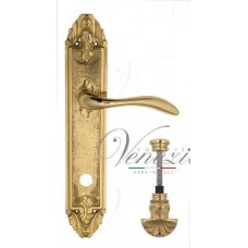 Ручка дверная на планке с фиксатором Venezia Alessandra WC-4 PL90 полированная латунь